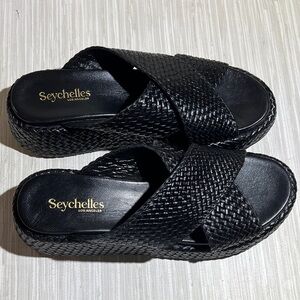 Seychelles Black Key West Platform Wedge Sandal
